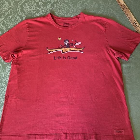 LIFE IS GOOD red short sleeve Crusher T-Shirt 100% cotton men's size L - Picture 1 of 7